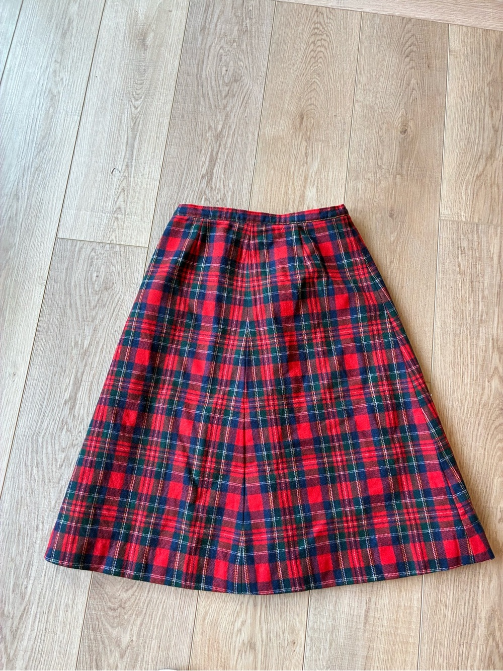 Vintage Pendleton Red/green Plaid A-Line wool midi Skirt Christmas festive